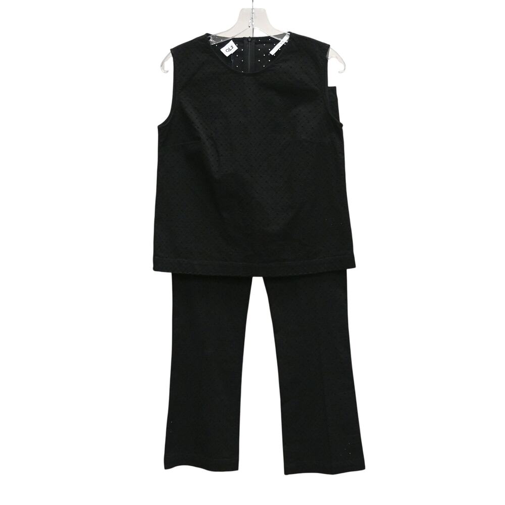 QL2 Quelledue Black Eyelet Carissa Blouse & Monet Pant Set Size 42 US S